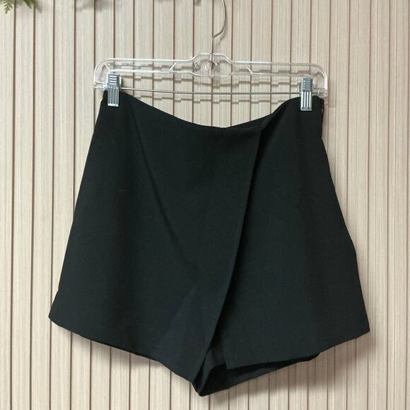 ZARA Black Asymmetric Skort Size L - Picture 1 of 4